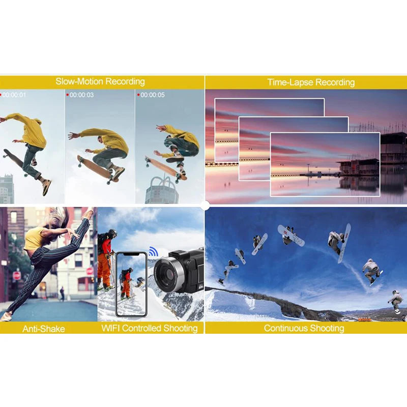 8K HD Video Camera 3 Inch LCD Touch Screen 18x Digital Zoom Camera Recorder Ultra HD WIFI Portable Recording Camcorder.