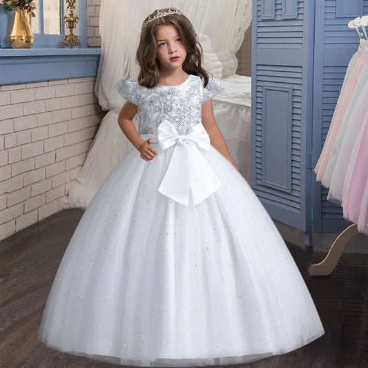 4-12 Jahre altes Mädchen Kleid Geburtstags feier Tanz Performance Kleidung Pailletten Kleid Mädchen Hochzeit Brautjungfer Party Abendkleid