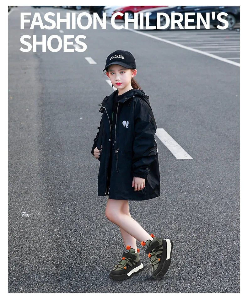 Childrens Sneakers 2025 Autumn Winter Boys Sport Shoes Girls Plush Warm Cotton Casual Shoes Studnet High Top Outdoor Ankle Boots.