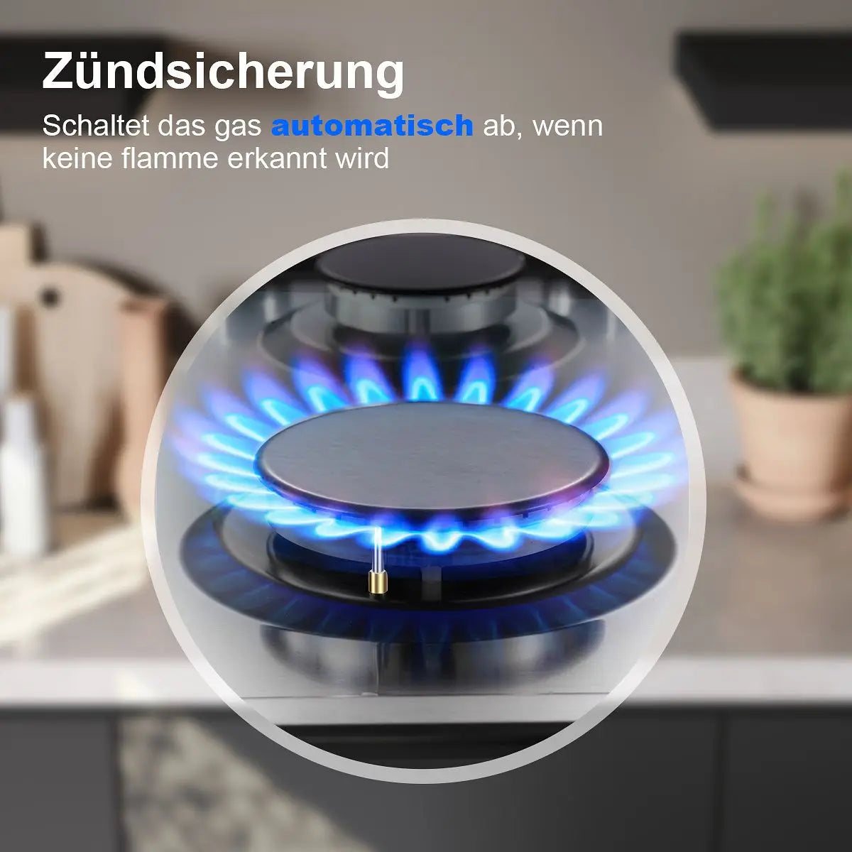 Stainless Steel Gas Hob Automatic Flame Protection 2 Bulbs | Dual Fuel Natural Gas/Propane Built-in/Freestanding 2400W 220-240V.