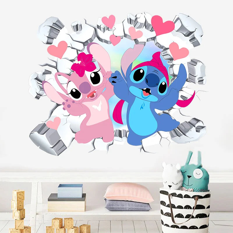 Cartoon Lilo & Stitch Baby Movies Wall Stickers For Kid's Room Kindergarten Living Room Bedroom Wall Decoration Animated Poster.