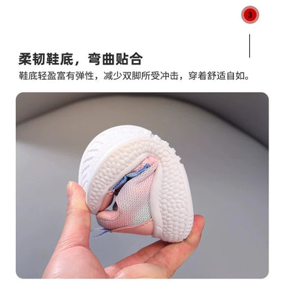 Disney Children Led Shoes Kids Girls Sneakers Frozen Elsa Princess Lighting Shoes Pink Purple Casual Sports Shoes Size 21-31.