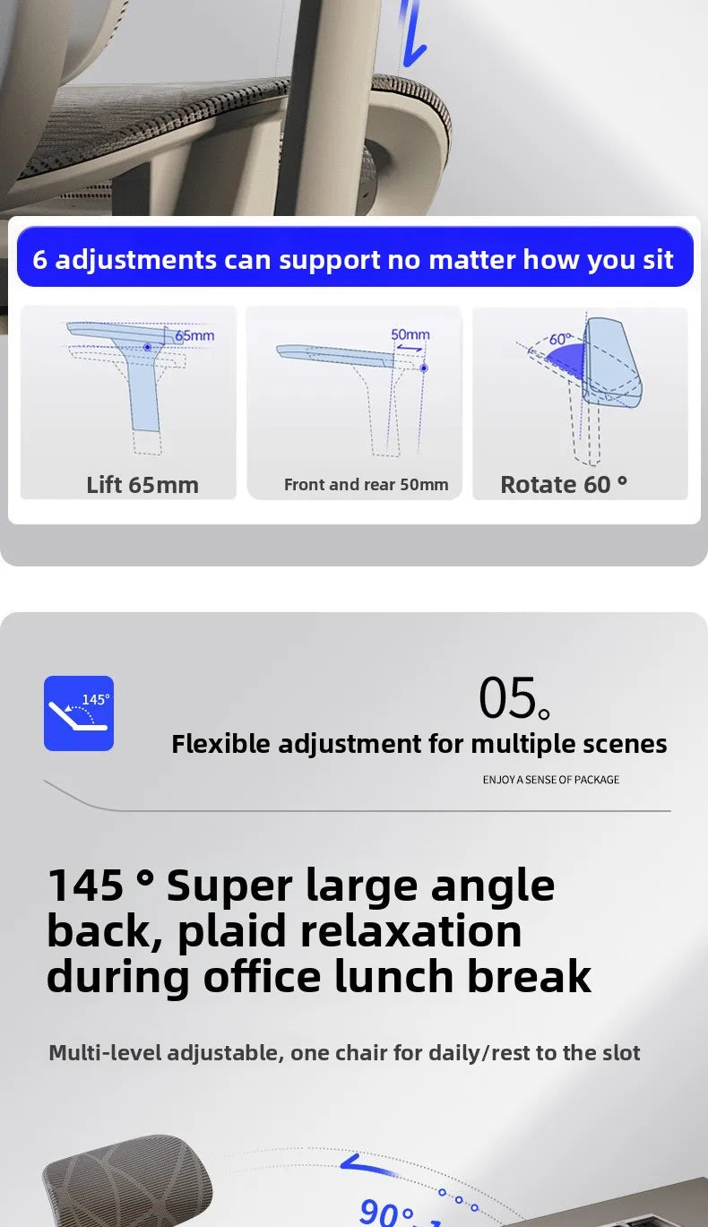 Ergonomischer Stuhl Heimcomputerstuhl Bequemer sitzender Bürostuhl Rücksitz Arbeitszimmer Schreibtisch E-Sport-Studienstuhl