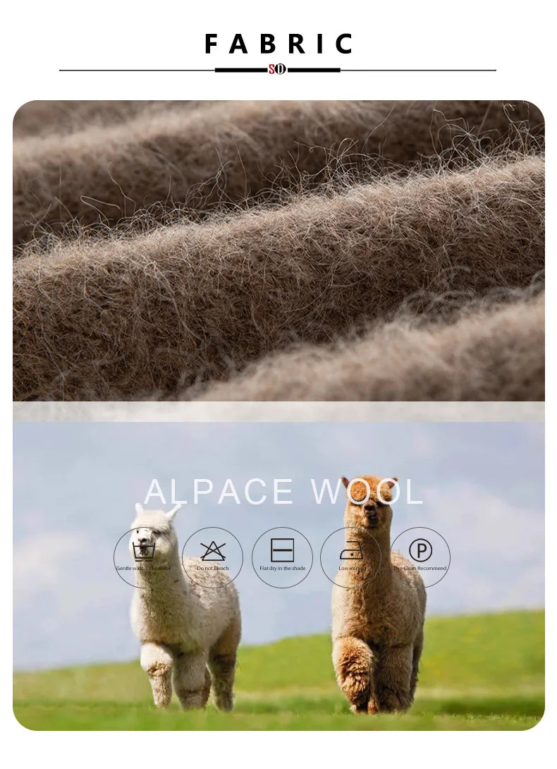 SuyaDream Warm Alpaca Pullovers for Woman, Dropped Sleeved Loose Sweaters, 2025 Fall Winter Top, Camel, Beige.