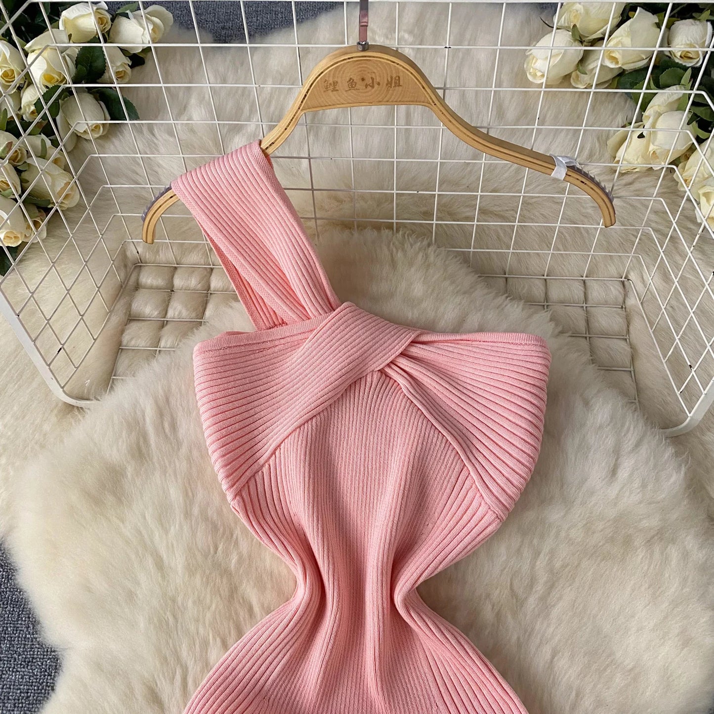 SINGREINY Einzelnen Schulter Tinte Stricken Kleid Backless Tank Gestreiften Schlank Bodycon Sommerkleid Frauen Sommer Beachwear Sexy Chic Vestidos.