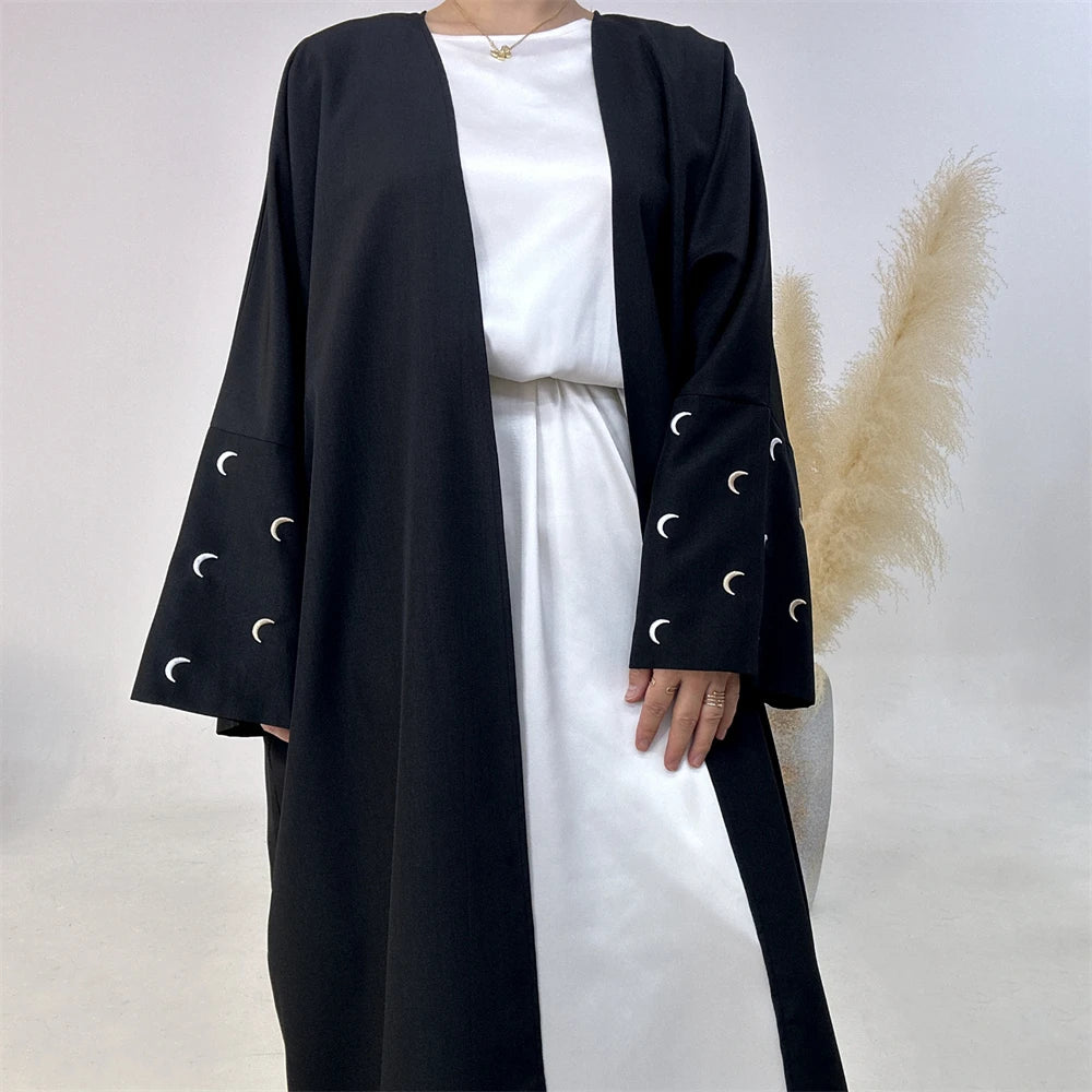 Ramadan Black Moon Abaya Kimono Kebaya Turkey Islam Muslim Modest Dress Damen Prayer Clothes Women Kaftans Robe Femme Musulmane.