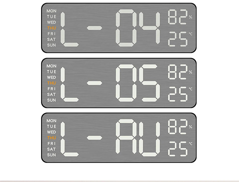 Wanduhr mit Spiegel-Bürsten-Finish, Premium-Gefühl, geräuschlos, Wanduhr, Tischwecker, Temperaturanzeige, Schlafzimmer, Büro, Wohnzimmer, Dekoration
