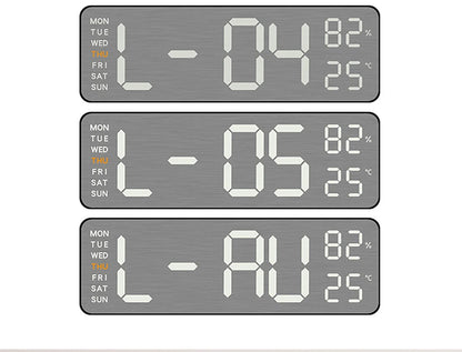 Wanduhr mit Spiegel-Bürsten-Finish, Premium-Gefühl, geräuschlos, Wanduhr, Tischwecker, Temperaturanzeige, Schlafzimmer, Büro, Wohnzimmer, Dekoration