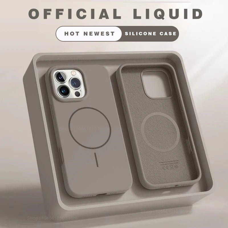 Magnetic Phone Case For iPhone 15 14 16 Plus 11 12 13 17 Pro Max Shockproof Silicone Cover Magsafe Wireless Charge Phone Cases.