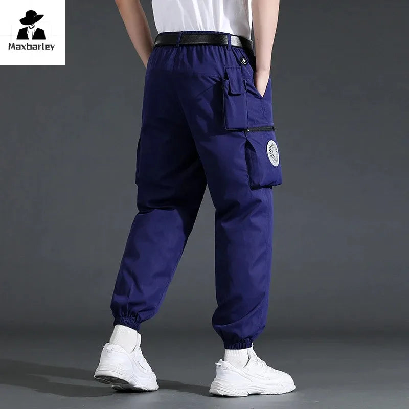 Fan Pants Cold Fishing Pure Cotton Site Welder Camping Ride Climbing Hiking Sports Fan Suit Air-Conditioning Clothes Fan Cooling.
