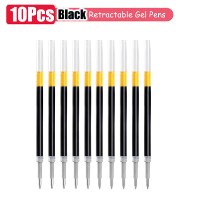 1–63 Stück einziehbares Gelschreiber-Set, Kugelschreiber mit schwarzer/roter/blauer Tinte zum Schreiben, 0,5 mm Nachfüllungen, Bürozubehör, Schulbedarf, Schreibwaren