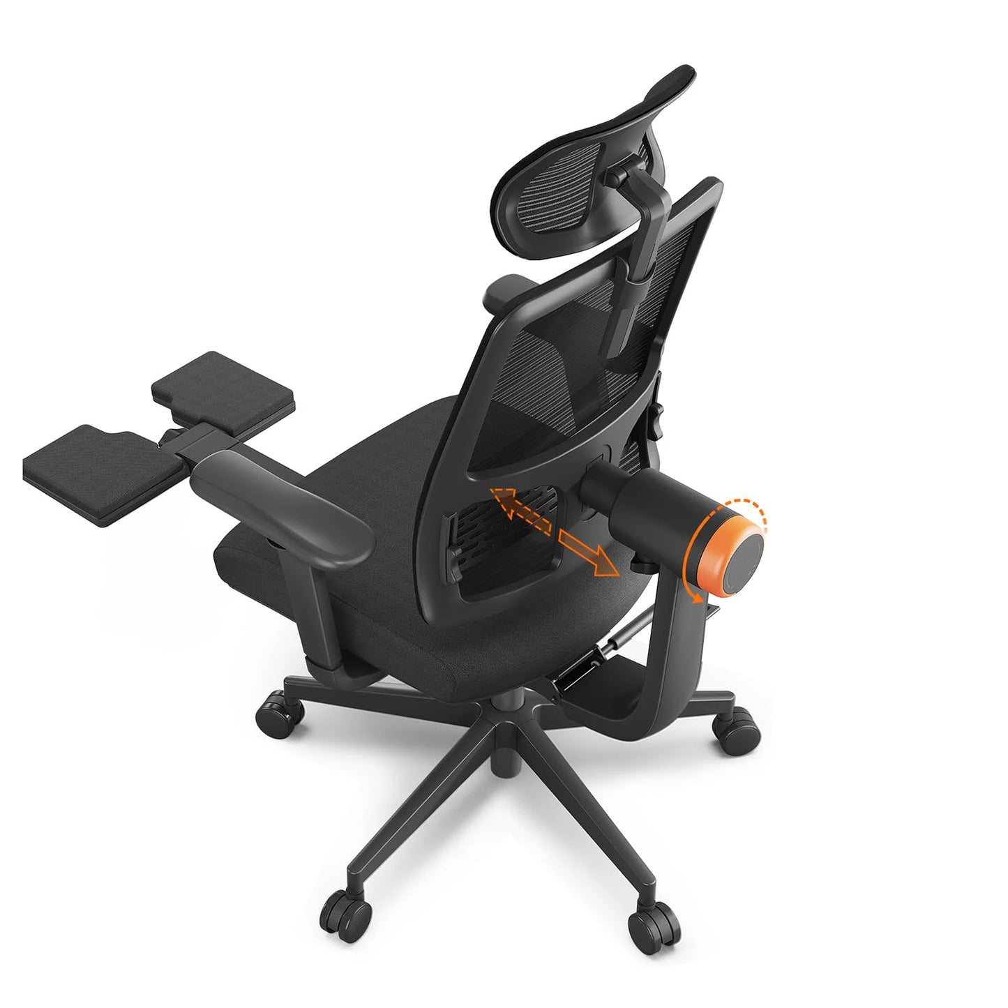 NEWTRAL MagicH-BP Ergonomischer Bürostuhl mit Fußstütze und Lordosenstütze, 4D Armlehne, Rückenlehne und Verstellbarem Kopfsitz, Schreibtischstuhl aus Mesh für Büro