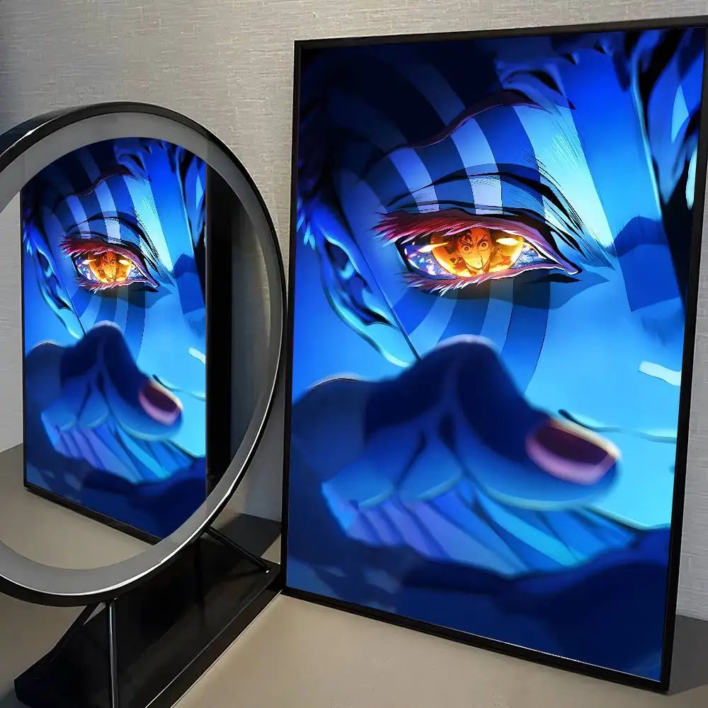 Japanese Anime Akaza D-Demon Slayer Poster High Quality Dorm Living Room Aesthetic Wall Decoration Painting Stickers Gift.