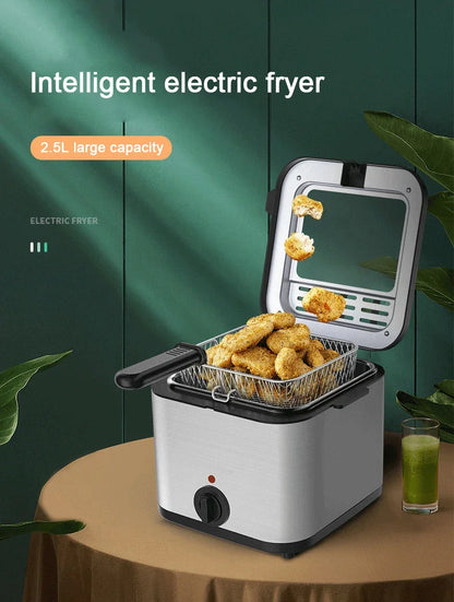 2.5L Electric Deep Fryer Large Capacity Oil Oven Countertop Commercial Fryer for Street Vendors Fried Chicken Fries Pot EU/US.
