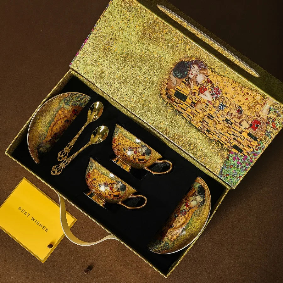 Egyptian Couple Coffee Cup European Bone China Coffee Cup Dish Set Ceramic Retro English Afternoon Tea Cup Set Coffee Mug.