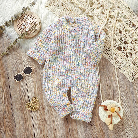 Winter Baby Mädchen Strampler Herbst Rundhals Langarm Gestrickte Neugeborenen Ein Stück Overalls Outfits 0-18m Kleinkind kleidung