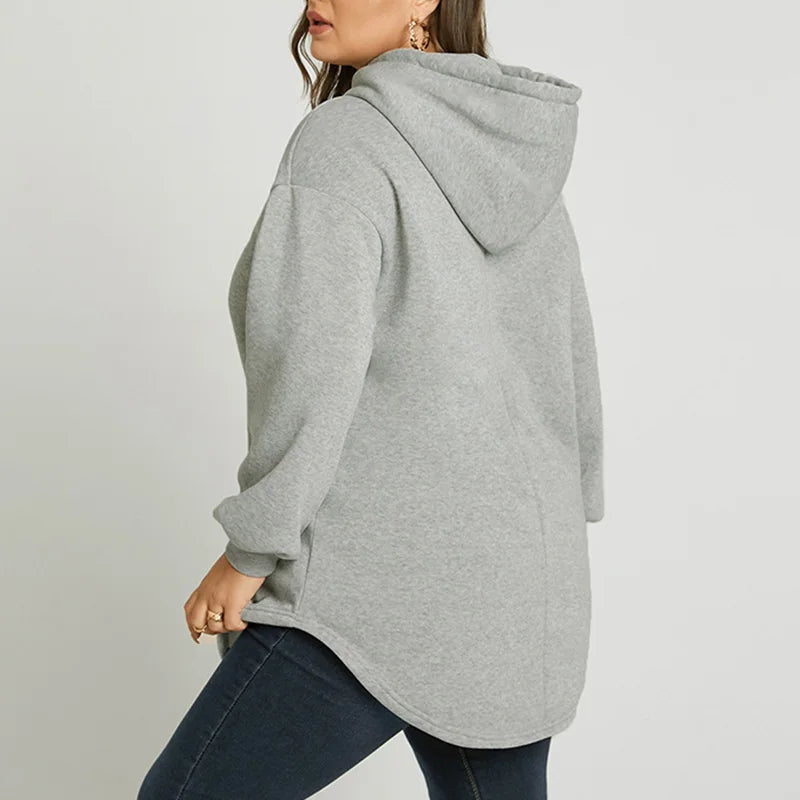 ZANZEA Plus Größe Sweatshirt 2025, Mode Herbst Winter Solide Frauen Warme Kapuze Tops Lose Beiläufige Pullover Langarm Hoodies.