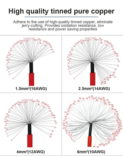 Solar Panel Cable Extension Copper Wire 4mm² 6mm² 2.5mm² 1.5mm² 12 10 14 16AWG 1 Pair PV Solar Cable Connectors Set Solar Wire.