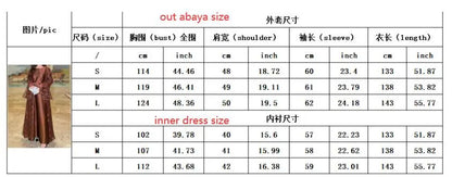 Muslim Women Abaya Dress 2 Piece Set Flare Sleeve Lace Sequin Satin Morocco Caftan Dress Musulman Ensembles Cadigan Outfit Suits.