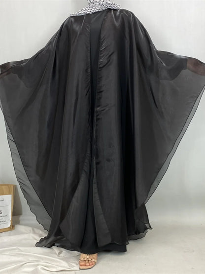 Muslim Women Dubai Abaya Stain batwing sleeve Long Dress Kimono Cardigan Kaftan Modest Robe Femme Islam African Dresses Kebaya.