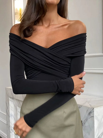 New Summer One Shoulder Jumpsuit Women‘s Bodysuit Long Sleeve Bodycon Tops Sexy Off Shoulder Skinny T-Shirts Playsuits for Women.
