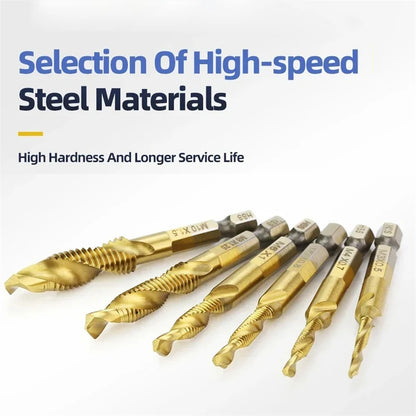 6 stücke Tap Titan Überzogene Sechskantschaft Bohrer Bits HSS Schraube Gewinde Metrische Taping Schraube Maschine Verbindung Werkzeug M3-M10 hand Werkzeuge