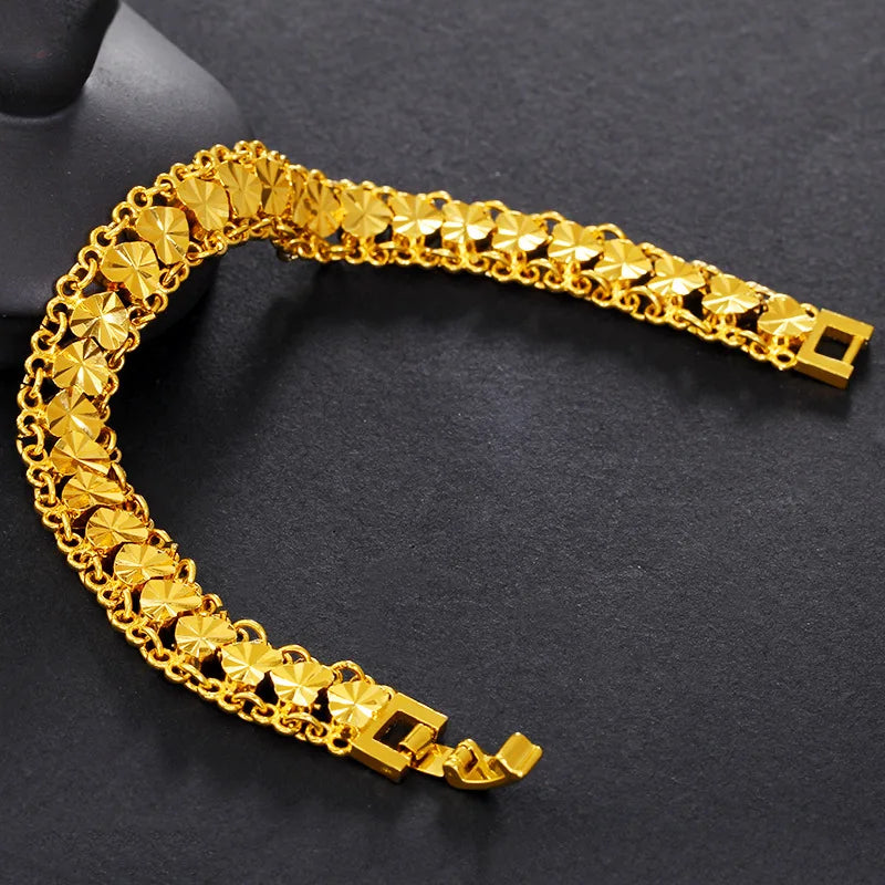 925 Silver 24k Gold Plated Women's Bracelet 18cm - 19cm Chain Bracelet Fine Jewelry.