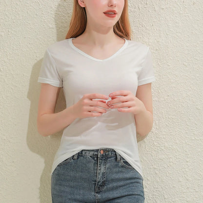 2024 Kurze T-Shirts Sommer Damen Kurzarm Rundhals Casual Bluse Shirts Einfarbig Tops Schwarz / Weiß