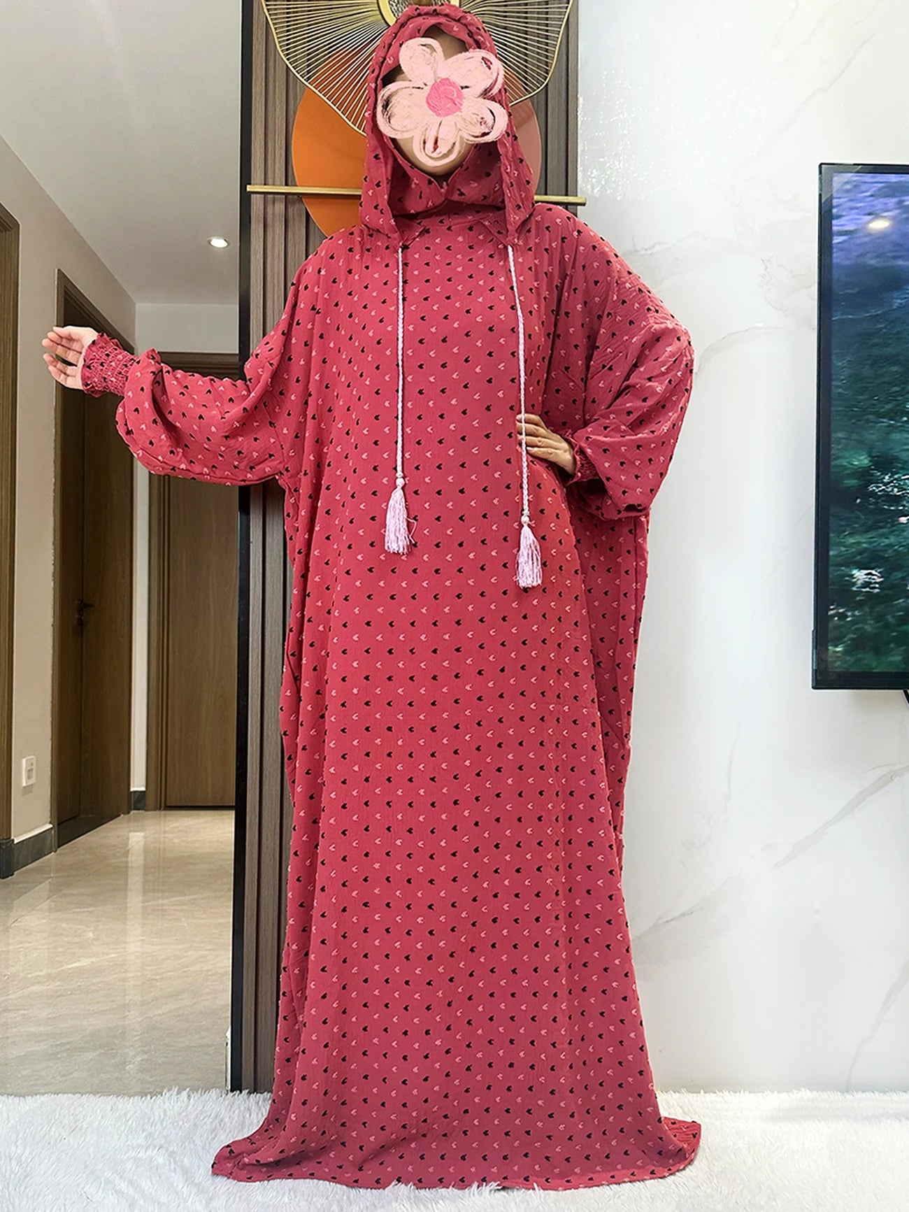 Latest Ramadan Soft Cotton Prayer Abaya Double Hats Dubai Turkey Islam Prayer Clothes Fabric Dresses Islam Women Dress Kaftan.