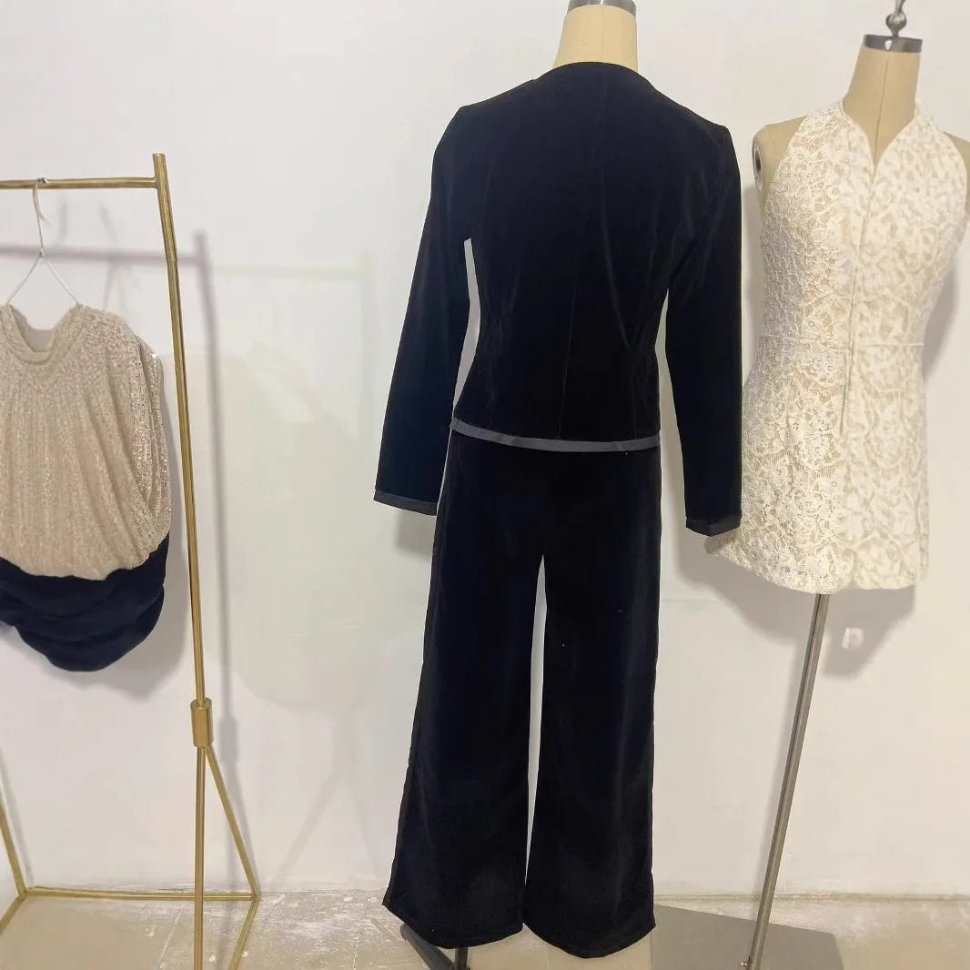 Muslim 2 Piece Set Women Cardigan Coat Wide Leg Pants Suit Bow Morocco Dubai Islam Casual Ensemble Femme Arabic Trousers Outfits.