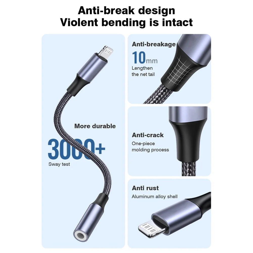 Lightning To 3 5 MM Jack AUX Cable Adapter For iPhone 12 13 14 Pro Adapter Headphone Connector Audio Splitter iphone accessories.