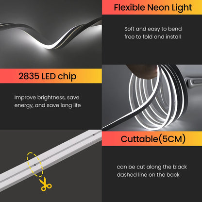 24V IP67 Waterproof Neon Strip SMD2835 1M-20M White/Blue/Pink/Yellow/Green/Orange TV BackLight Home Decor Silicon Tube LED Light.