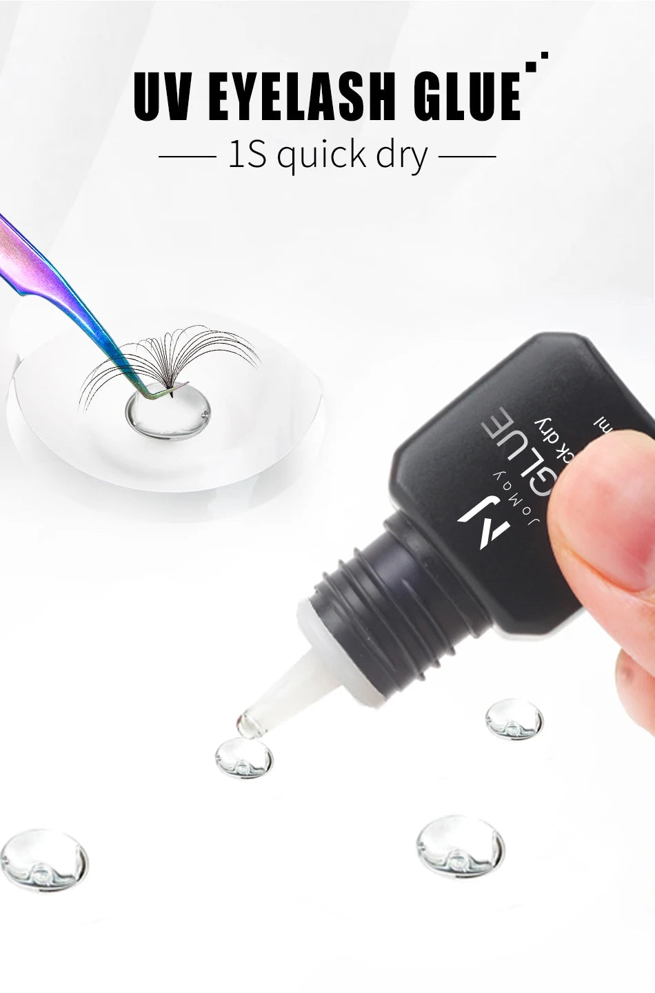 JOMAY UV GLUE Adhesive For Eyelash Extensions 0.1S Fast Drying Strong False Eye Lash Extension Glue Long Lasting UV Eyelash Glue.