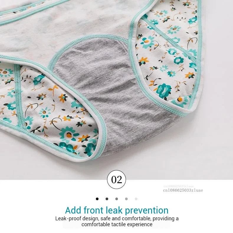 Menstrual Panties Leakproof Ladies Menstrual Pants Women's Cotton Briefs Teenager Student Mid Waist Panties for Menstruation.