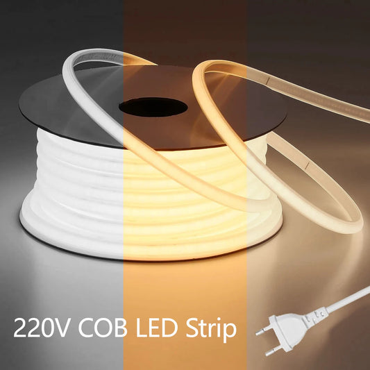 1m-35m Surper Brightness COB LED Strip Light 288LEDs/M RA90 220V Outdoor Waterproof Silicone Tube for Yard Swimming Pool Pathway.