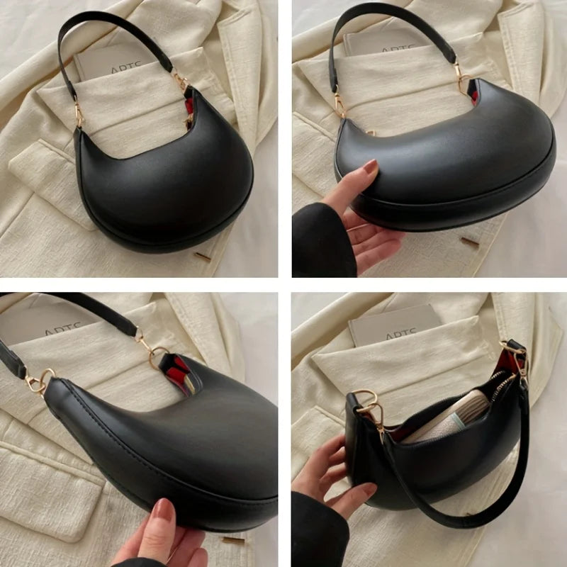 New Fashionable High-end Moon-shaped Baseball Bag, Showing Luxury, Women's Single Shoulder Bag.