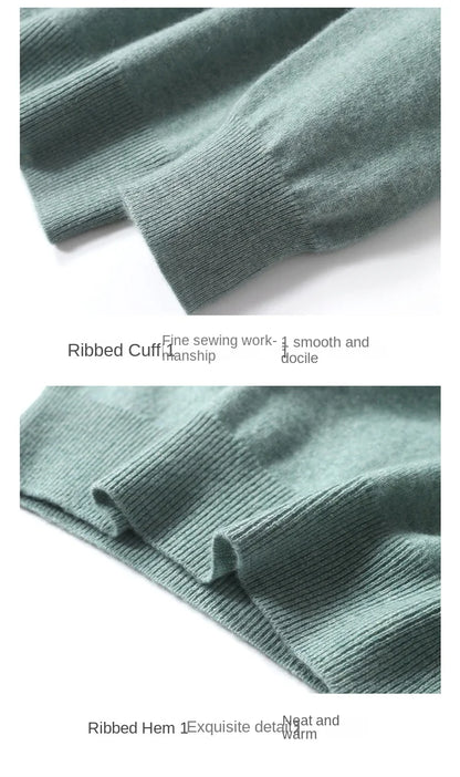 2025 100% Pure Merino Wool Men's Round Neck Pullover Solid Color Plus Size Casual Sweater Autumn And Winter Sports Cashmere Top