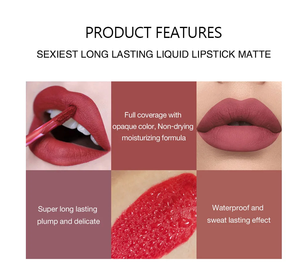 HANDAIYAN 6 PCS Lipstick Set Make-up for women Non stick Cup Waterproof Long lasting Cosmetics Korean makeup Matte lipstick.