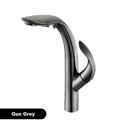 Luxury brass gold touch switch kitchen faucet pull-out design 1 hole single handle hot and cold water sink 2 function Mixer