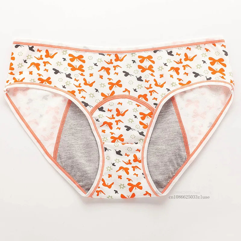 Menstrual Panties Leakproof Ladies Menstrual Pants Women's Cotton Briefs Teenager Student Mid Waist Panties for Menstruation