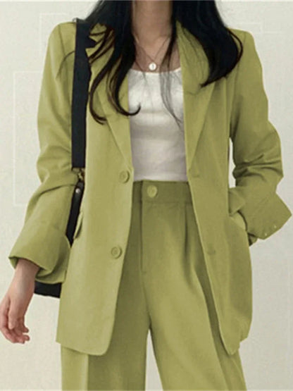 Mode 2-teilige Sets Damen Outfits Frühling Herbst Neu in Koreanische Hosen Sets Pendler Eleganter Anzug Mantel 2-teilige Sets Damen Jacke