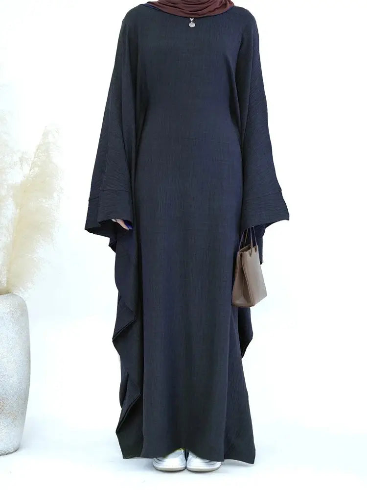 Ramadan Dubai Women Cotton Linen Khimar Abaya Saudi Arabia Turkey Islam Muslim Maxi Modest Dress Kebaya Robe Femme Musulmane.