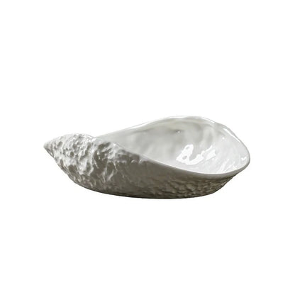 Shell-shaped Plate with Rock Pattern Household Gold-plated Ceramic Steamed Fish Soup Plate Hotel Fruit Salad Dessert Tableware.