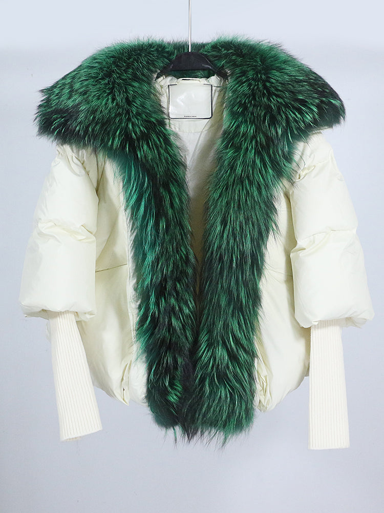 Lose Natürliche Echt Fox Pelz Kragen Mantel Dicke Neue Europäische Mode Weiße Ente Unten Jacke Winter Frauen Warme Luxus Oberbekleidung