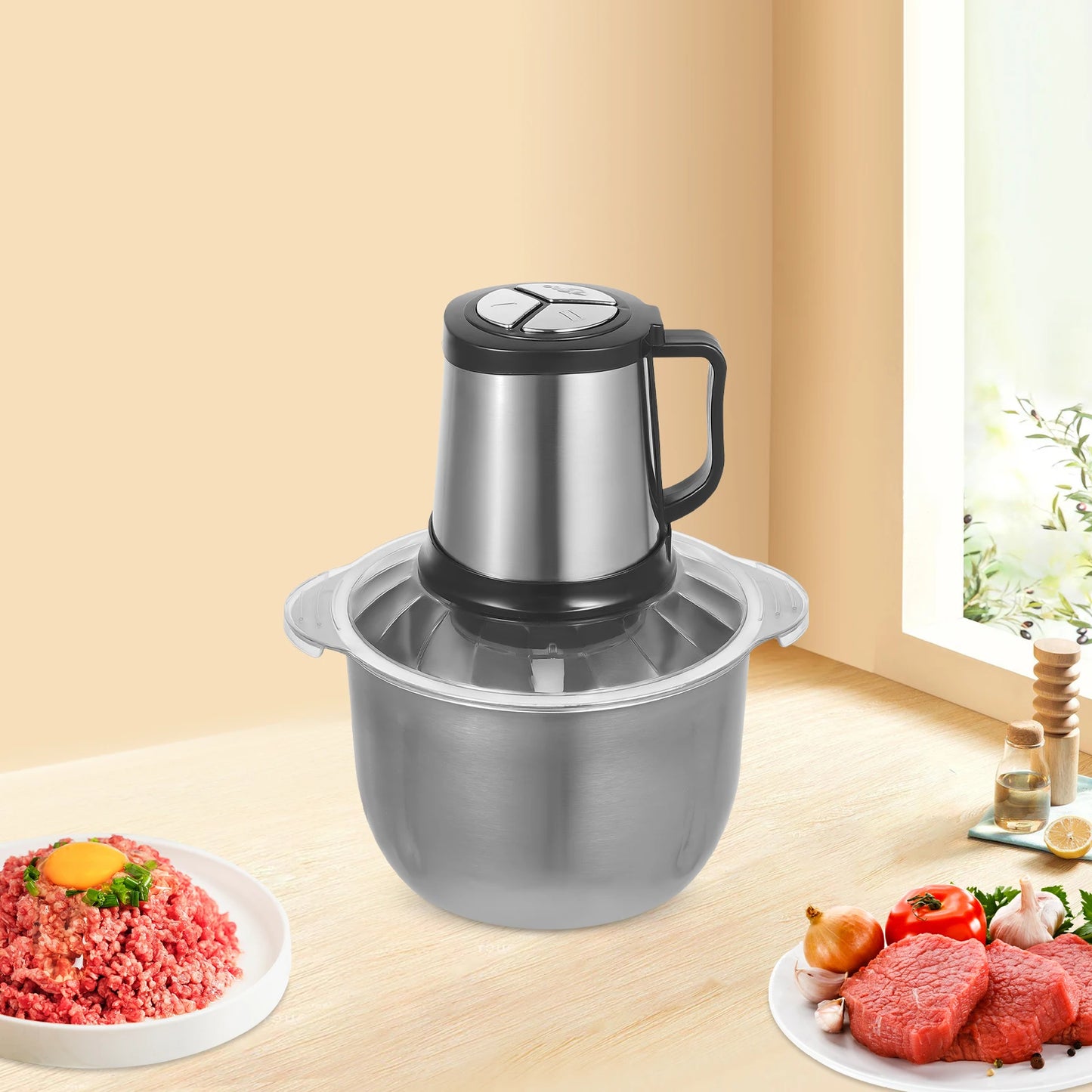 800W Stainless Steel Kitchen Meat Grinder, Electric Meat Grinder, Kitchen Lamb, Beef, Pork Minced Meat Mixer.