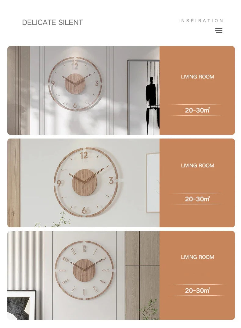35 cm Wanduhr Wohnkultur Massivholz Kreative Stille Quarzuhr Wohnzimmer Dekoration Stumm Nordic Wanduhr X-Space
