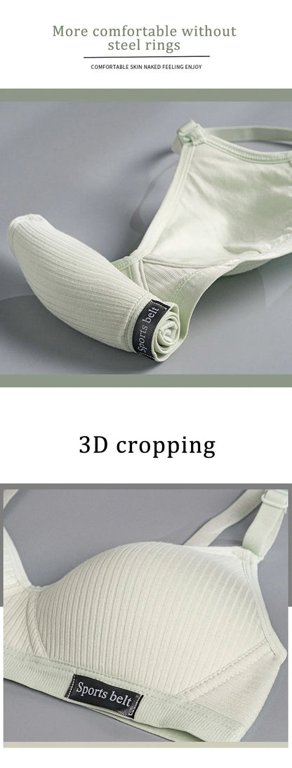 FallSweet Women's Wireless Bra Active Bra Teen Students' Bras Seamleass Lingerie Comfortable V-Shaped Gathering Underwear AB Cup.