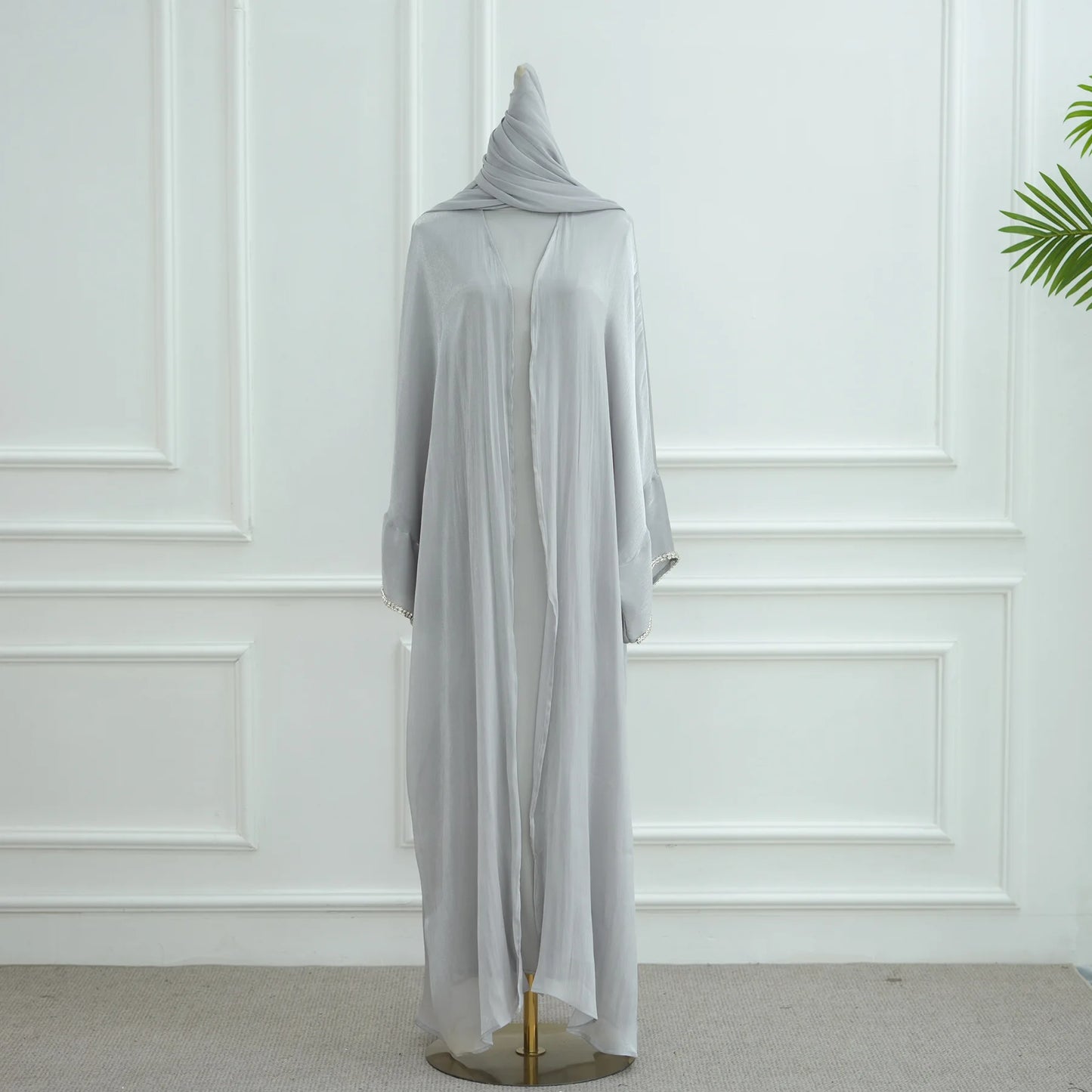 2025 New Abaya Set Shinny Dubai Abaya Cardigan Inner Dress Hijab 3pcs Set Islamic Clothing Women Abaya Muslim Dress