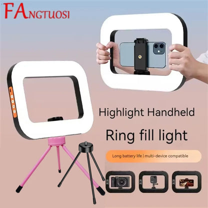 FANGTUOSI New Handheld Ring LED Rechargeable Fill light Portable Mobile Phone Live Photography Desktop Rabbit Cage Selfie Light.