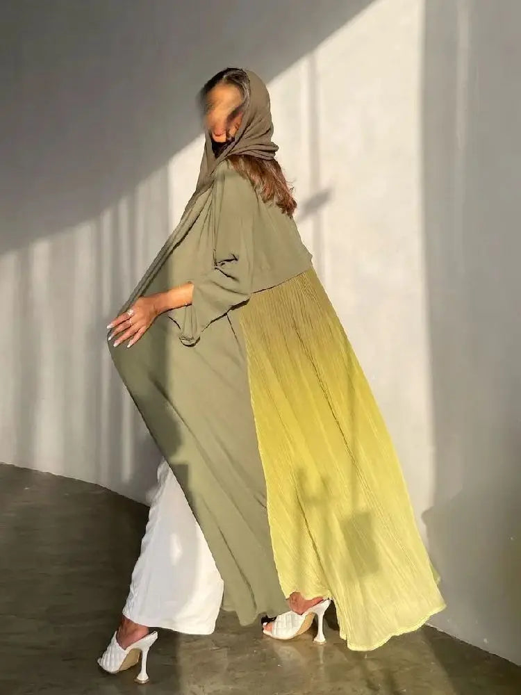 Ramadan Open Chiffon Kimono Abaya Damen Dubai Kaftan Muslim Coat Prayer Clothes Women Djellaba Kebaya Robe Femme Musulmane.